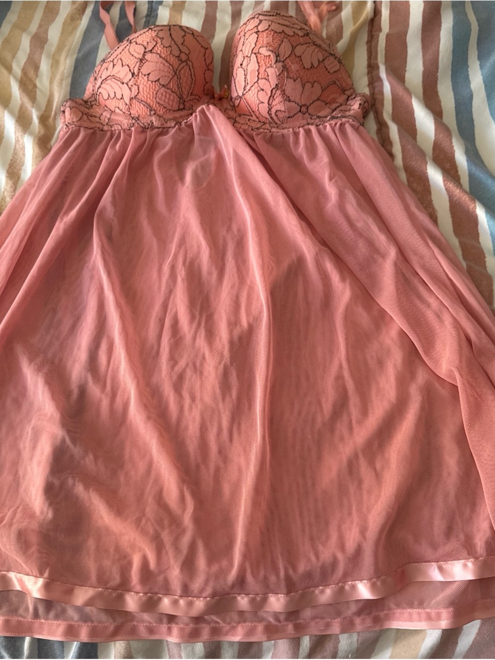 Daisy Fuentes Pink Lace-Trim Babydoll Chemise